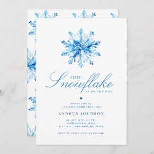 Little Snowflake Blue Boy Baby Shower Invitation