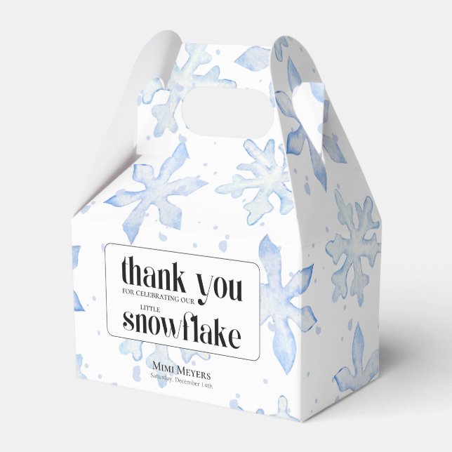 Little Snowflake Blue Wintery Baby Shower Favor Box (Front Side)