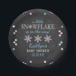 Little Snowflake Boys Winter Baby Shower Paper Plate<br><div class="desc">Celebrate in style with these trendy baby shower paper plates. The design is easy to personalize with your own wording and your family and friends will be thrilled when they see these fabulous party plates.</div>