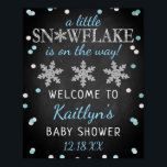 Little Snowflake Boys Winter Baby Shower Welcome Poster<br><div class="desc">Celebrate in style with this trendy baby shower welcome sign. The design is easy to personalize with your own wording and your family and friends will be thrilled when they see this fabulous party sign. Matching party items can be found in the collection.</div>