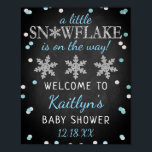 Little Snowflake Boys Winter Baby Shower Welcome Poster<br><div class="desc">Celebrate in style with this trendy baby shower welcome sign. The design is easy to personalize with your own wording and your family and friends will be thrilled when they see this fabulous party sign. Matching party items can be found in the collection.</div>
