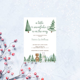 Little snowflake Forest Animal Winter Baby Shower Invitation
