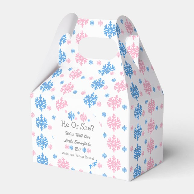 Little Snowflake Gender Reveal Favor Box (Front Side)