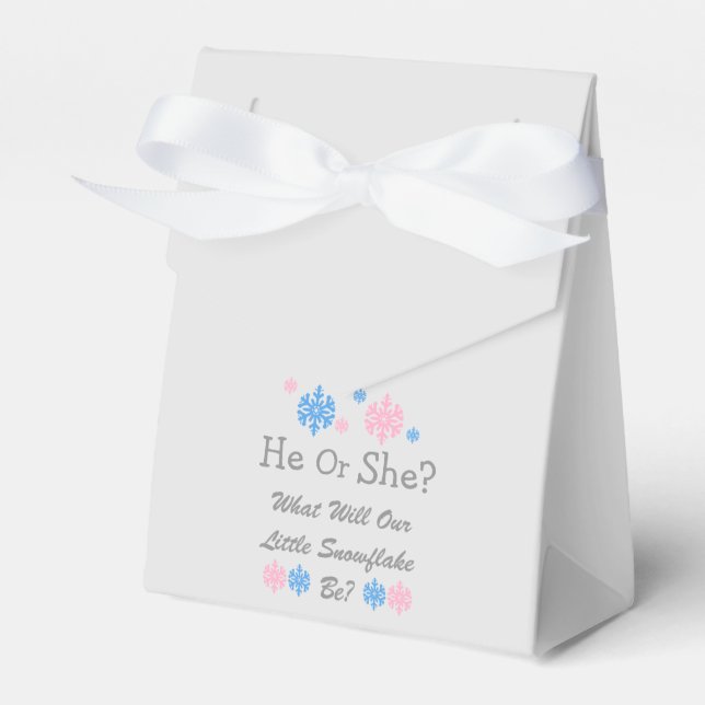 Little Snowflake Gender Reveal Favor Box (Front Side)