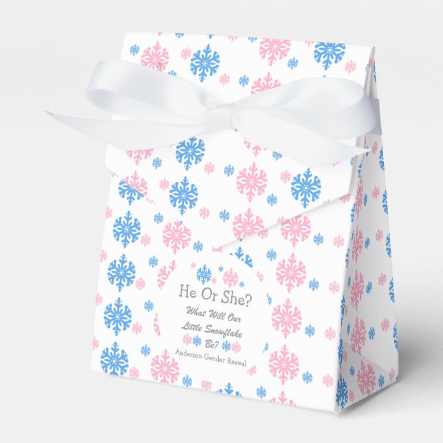Little Snowflake Gender Reveal Favor Box (Front Side)