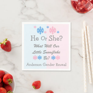 Little Snowflake Gender Reveal Napkin