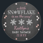 Little Snowflake Girls Winter Baby Shower Classic Round Sticker<br><div class="desc">Celebrate in style with these trendy baby shower stickers. The design is easy to personalize with your own wording and your family and friends will be thrilled when they see these fabulous stickers.</div>