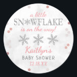 Little Snowflake Girls Winter Baby Shower Classic Round Sticker<br><div class="desc">Celebrate in style with these trendy baby shower stickers. The design is easy to personalize with your own wording and your family and friends will be thrilled when they see these fabulous stickers.</div>