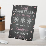 Little Snowflake Girls Winter Baby Shower Welcome Pedestal Sign<br><div class="desc">Celebrate in style with this trendy baby shower welcome sign. The design is easy to personalize with your own wording and your family and friends will be thrilled when they see this fabulous party sign. Matching party items can be found in the collection.</div>