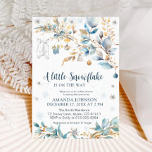 Little Snowflake Gold Winter Baby Shower