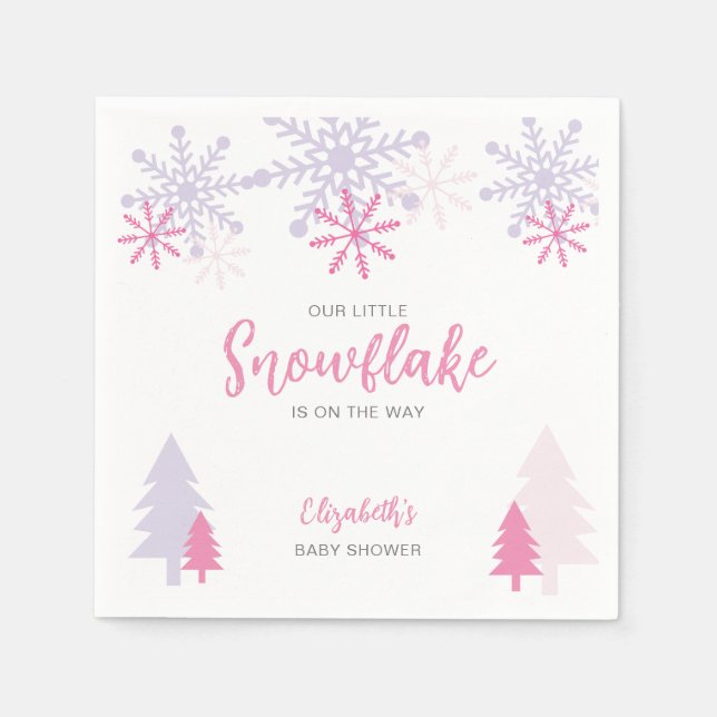 Little Snowflake on the way Baby Shower Winter Napkin (Front)