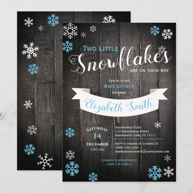 Little snowflake on the way babyshower invitation (Front/Back)