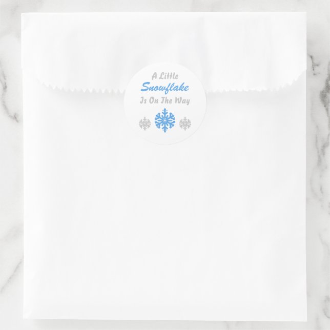 Little Snowflake On The Way Classic Round Sticker (Bag)