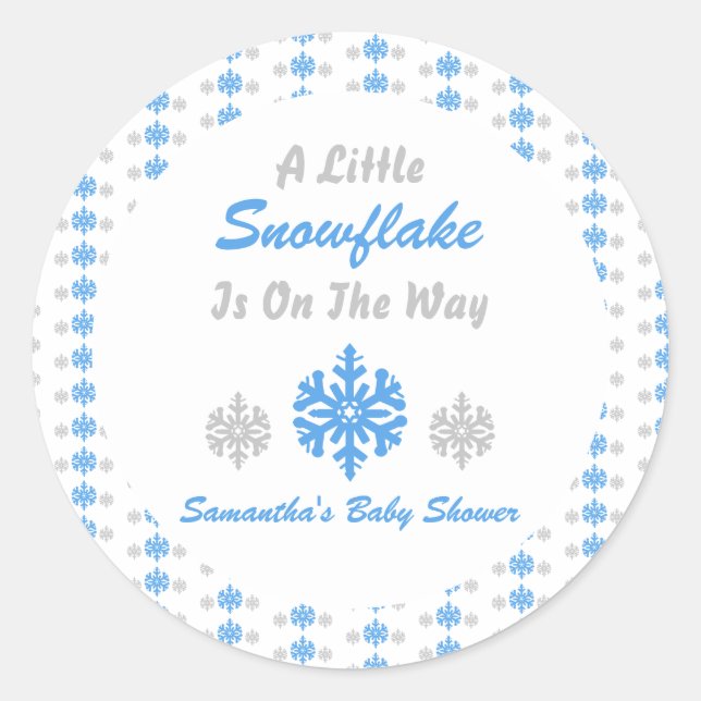 Little Snowflake On The Way Classic Round Sticker (Front)