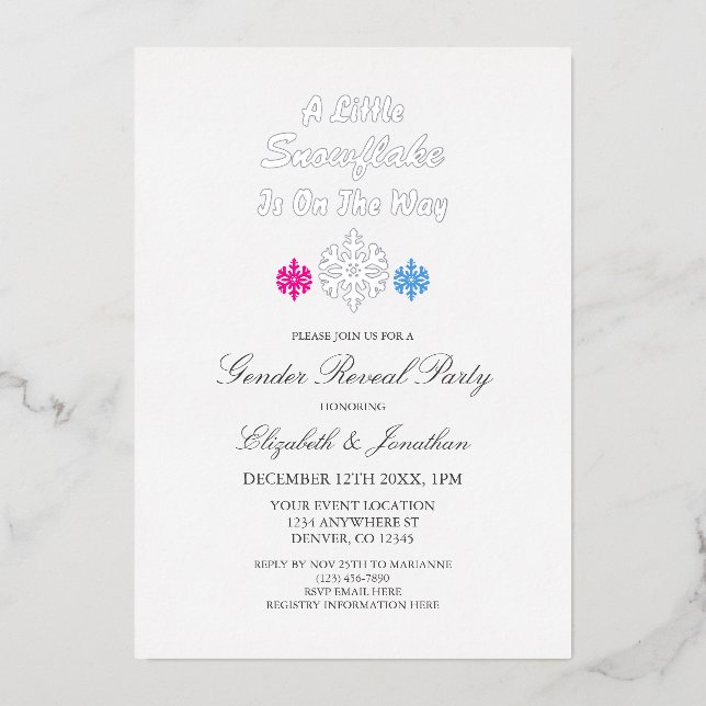 Little Snowflake On The Way Winter Gender Reveal (Front)