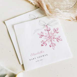Little Snowflake Pink Baby Shower Napkin