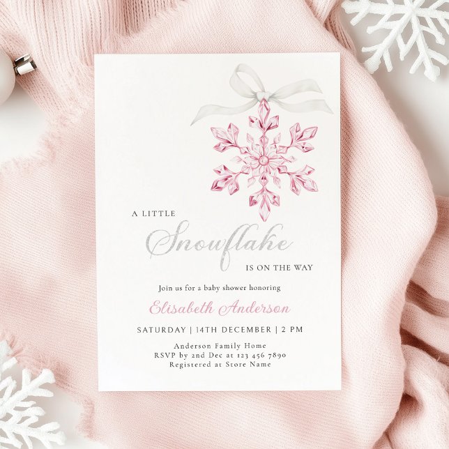Little Snowflake Pink Girl Baby Shower Invitation (Creator Uploaded)