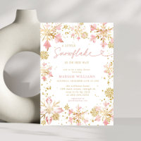 Little Snowflake Pink Gold Girl Baby Shower