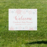 Little Snowflake Pink Silver Winter Baby Shower Garden Sign<br><div class="desc">This design features a simply elegant snowflake design in pink and silver glitter. The collection of coordinating products as well as additional colour options are available in our shop, zazzle.com/store/doodlelulu. Contact us if you need this design applied to a specific product to create your own unique matching item! Thank you...</div>
