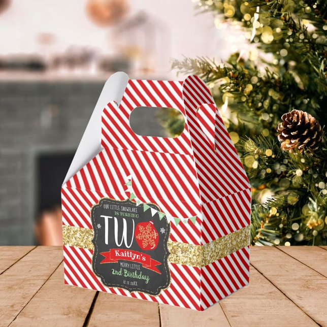 Little Snowflake Turning 2! Christmas 2nd Birthday Favor Box (Creator Uploaded)