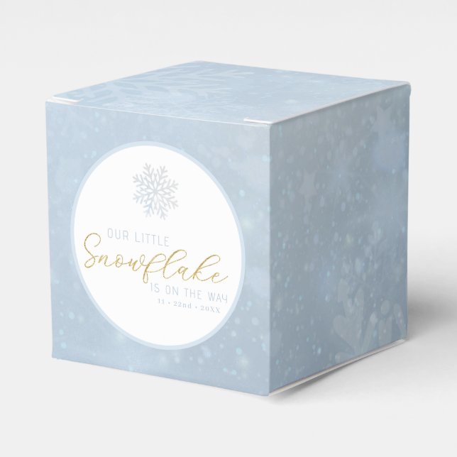 Little Snowflake Winter Baby Favour Box (Front Side)