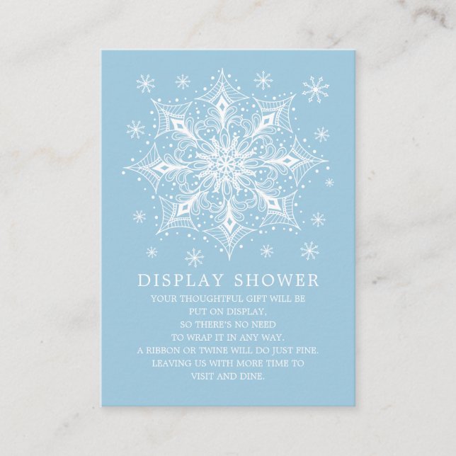 Little Snowflake Winter Baby Shower Display Shower Enclosure Card (Front)