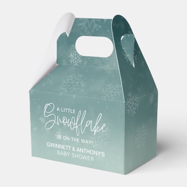 Little Snowflake Winter Baby Shower Favor Box (Front Side)