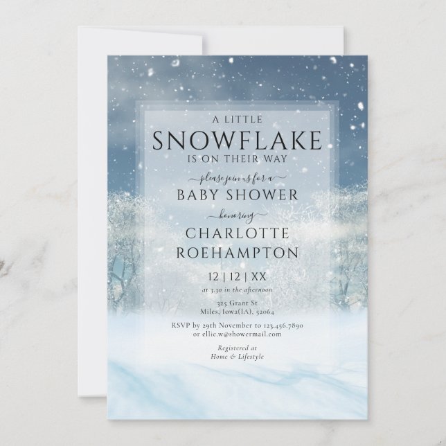 Little Snowflake Winter Baby Shower Invitation (Front)