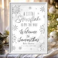 Little Snowflake Winter Baby Shower Welcome Sign