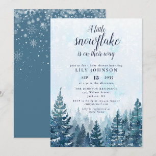 Little Snowflake Winter Forest Baby Shower Invitation
