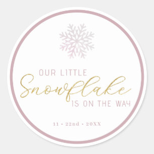 Little Snowflake Winter Wonderland Baby Shower Classic Round Sticker