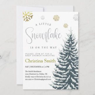 Little Snowflake Winter Wonderland Baby Shower Invitation