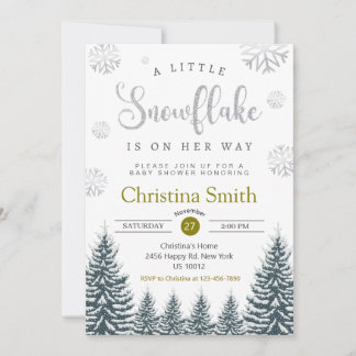 Little Snowflake Winter Wonderland Baby Shower Invitation