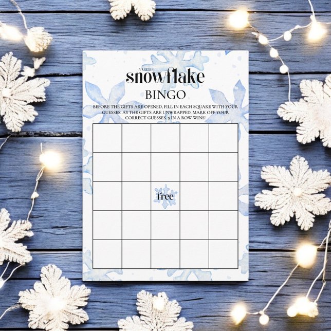 Little Snowflake Wintery Baby Shower Bingo Game Enclosure Card (Creator Uploaded)