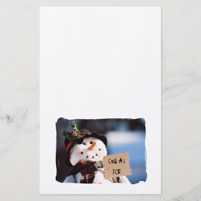 Little Snowman With Customizable Sign Stationery (Front)