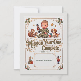 Little Soldier First Birthday Thank You Card