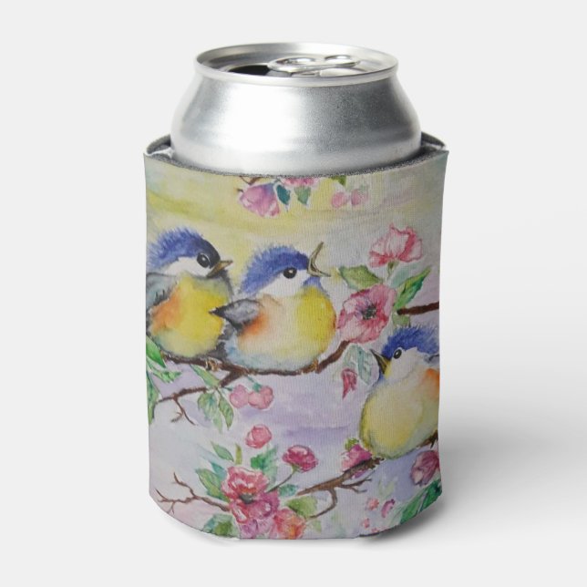 Little Sparrows Spring Joy Painting Can Cooler (Can Front)