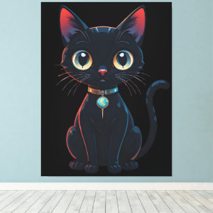 Little Spooky Black Cat Canvas Print