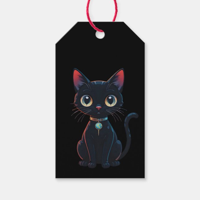 Little Spooky Black Cat Gift Tags (Front)