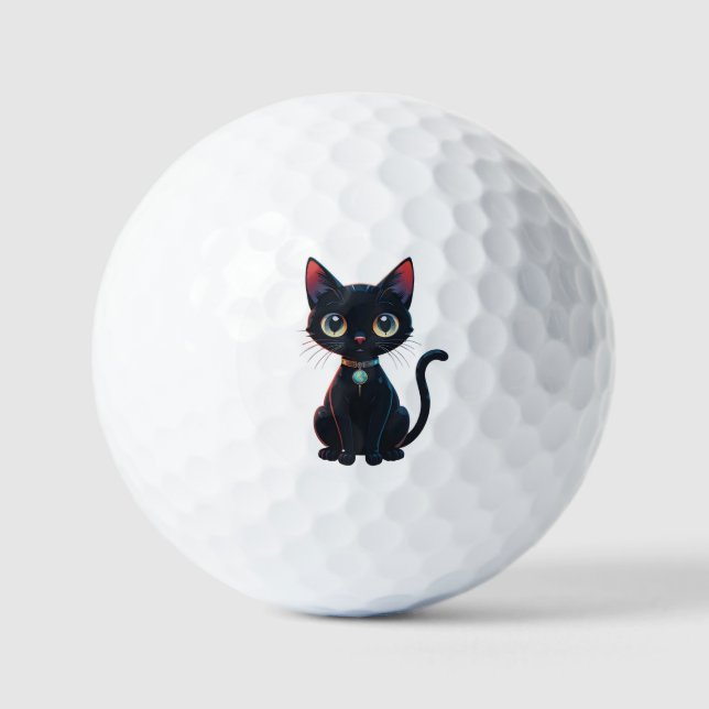 Little Spooky Black Cat Golf Balls (Front)