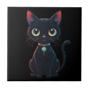 Little Spooky Black Cat Tile