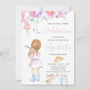 Little Spring Girl Birthday Invitation
