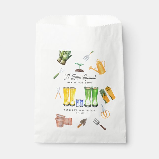 Little Sprout Blue Boots Garden Baby Shower Favour Bag (Front)