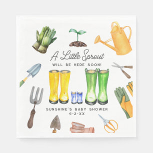 Little Sprout Blue Rain Boots Garden Baby Shower Napkin