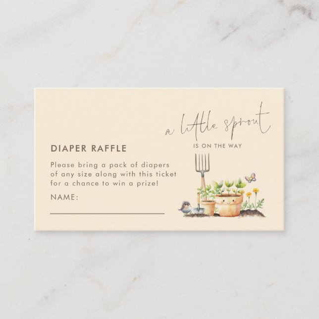 Little Sprout Diaper Raffle Baby Shower  Enclo Enclosure Card (Front)