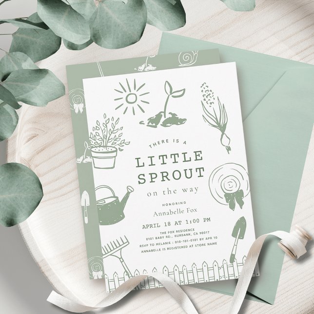 Little Sprout Hand-drawn Garden Baby Shower Invitation (Creator Uploaded)