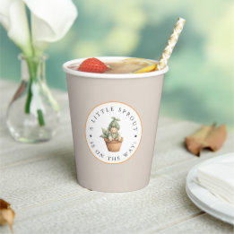 Little Sprout Neutral Beige Baby Shower Paper Cups