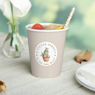 Little Sprout Neutral Beige Baby Shower Paper Cups