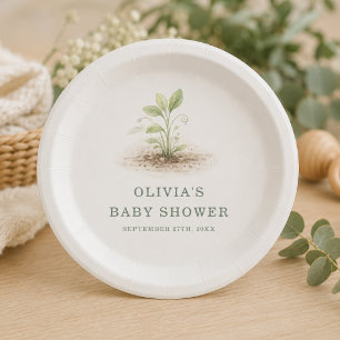 Little Sprout on the Way Baby Shower Party Paper Plate