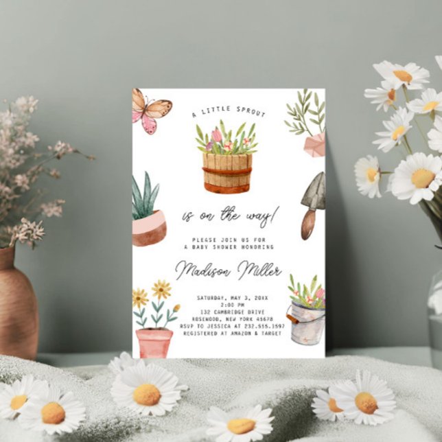 Little Sprout on the Way Spring Baby Shower Invitation (Creator Uploaded)